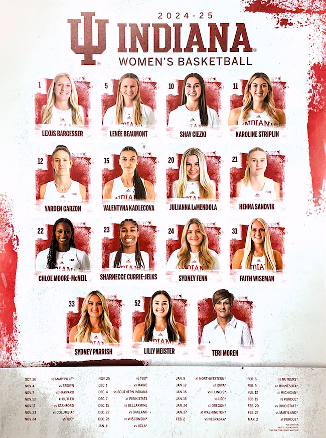 2024-2025 Indiana Womens Basketball Poster