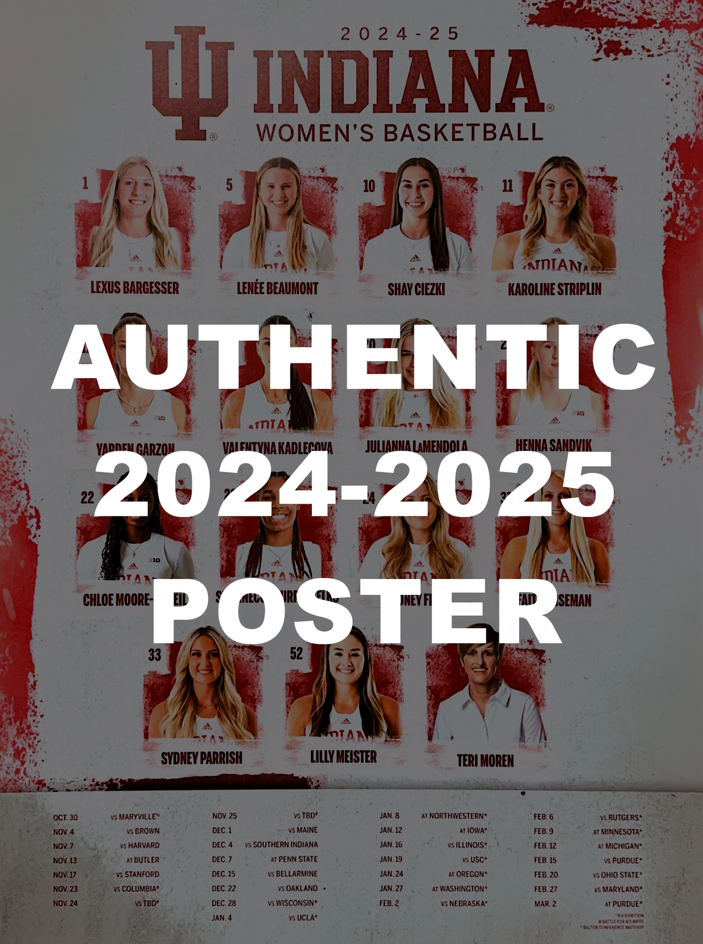 Indiana University Hoosiers 2024-25 Women's Basketball Schedule Poster