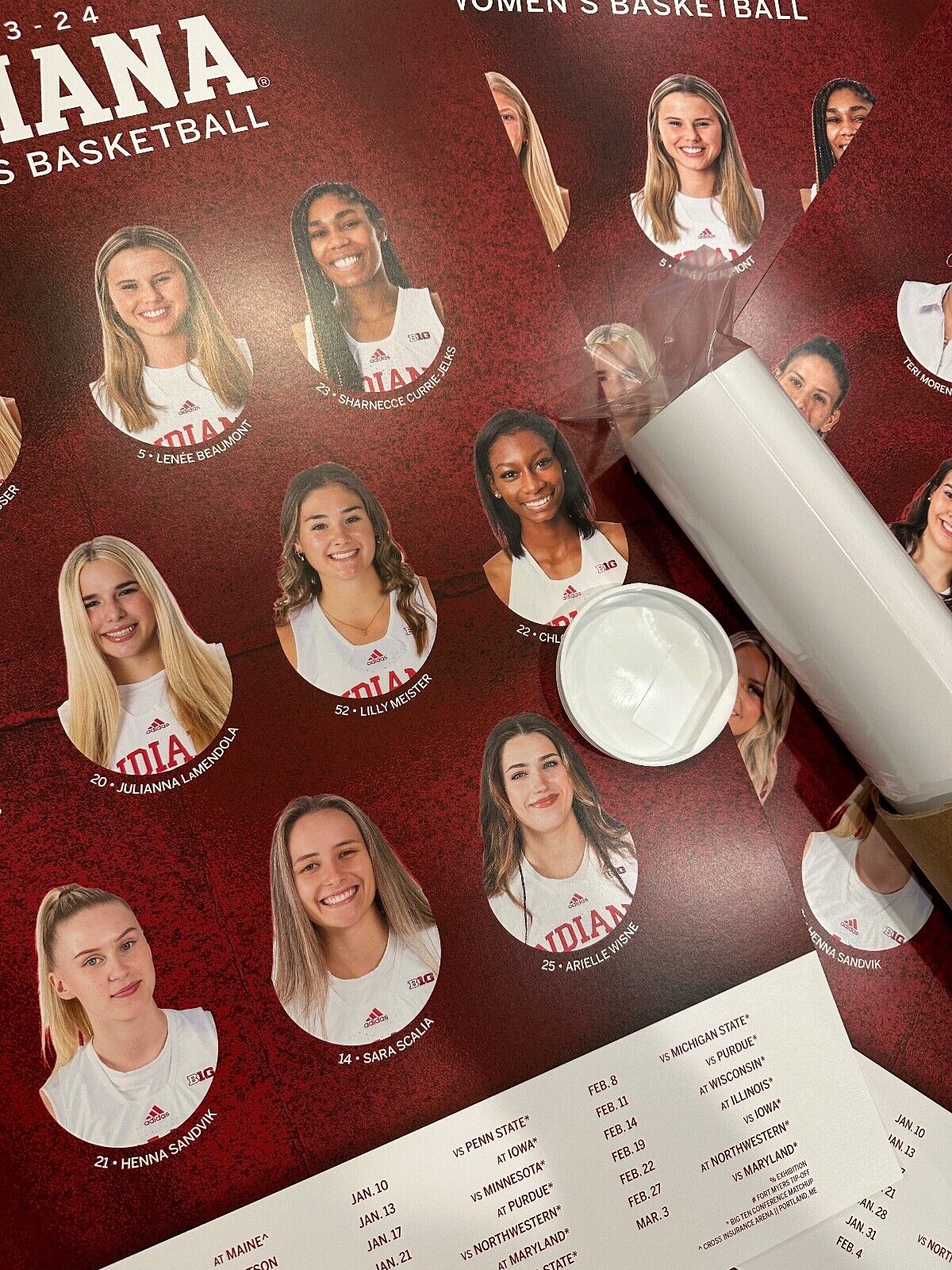 Indiana University Hoosiers 2023-24 Women's Basketball Poster Schedule