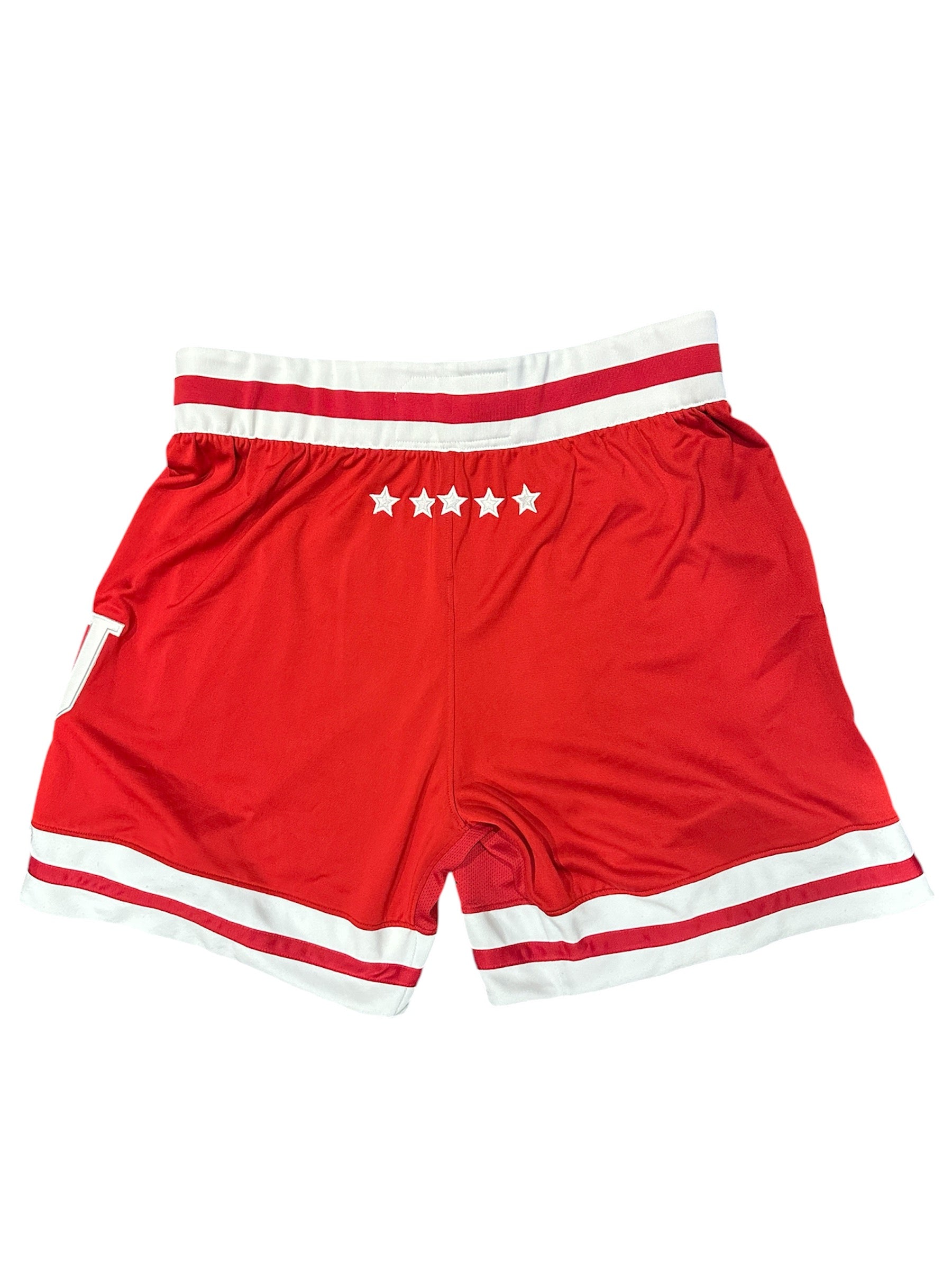 Rear side of 2018 Indiana Hoosier team issue Adidas shorts. 