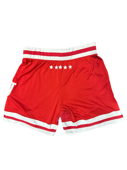 Rear side of 2018 Indiana Hoosier team issue Adidas shorts. 
