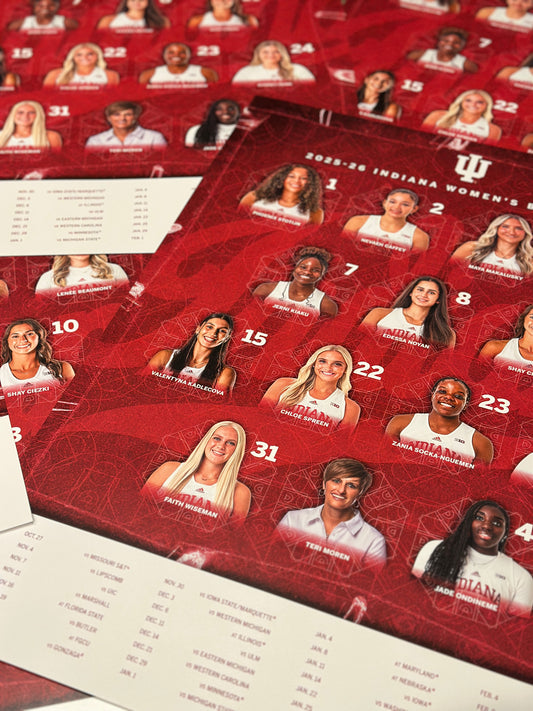 Calendar with portraits of women athletes on a red background