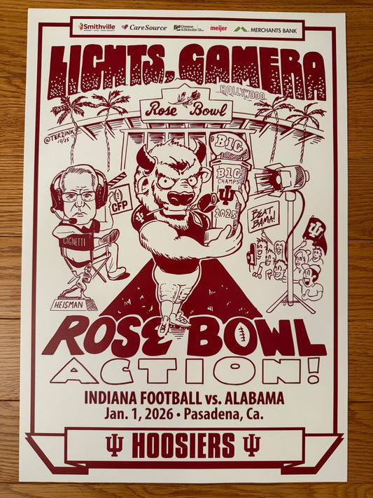 Indiana University Hoosiers 2025 Football Rose Bowl Spirit Poster