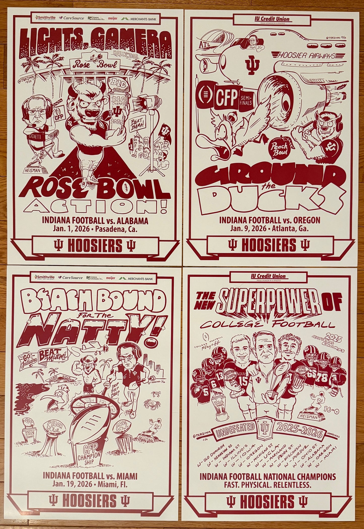 Indiana Hoosiers 2025-26 Football CFP Spirit Poster Complete Set